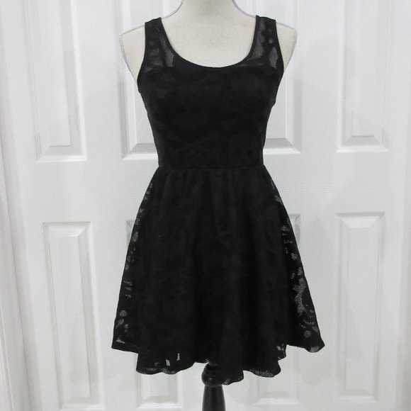 Royal Bones Dresses & Skirts - Royal Bones Black Mini Skater Dress Skulls/Bones
